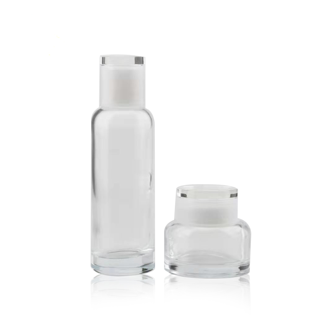Luxury Customised Heavy Weight Skincare Bottles Set Cosmetic Packaging Bottles Empty Lotion Pump Bottles Cream Jar Set