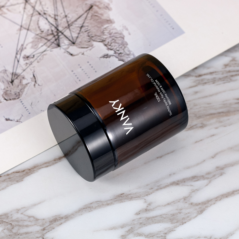 Luxury Customized Logo Amber Glass Jar Package For Skincare