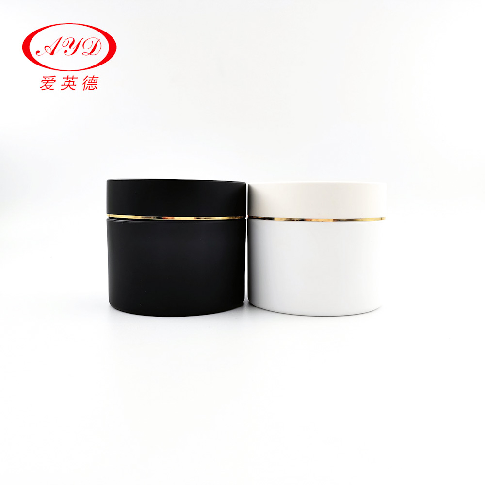 Luxury Customized Matte Black Cream Jar Double Wall With Golden Edge Lid 10g 20g 30g 50g 100g 150g 200g 250g 380g