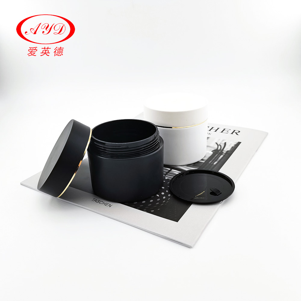 Luxury Customized Matte Black Cream Jar Double Wall With Golden Edge Lid 10g 20g 30g 50g 100g 150g 200g 250g 380g