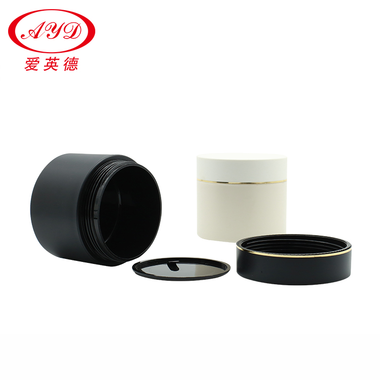 Luxury Customized Matte Black Cream Jar Double Wall With Golden Edge Lid 10g 20g 30g 50g 100g 150g 200g 250g 380g