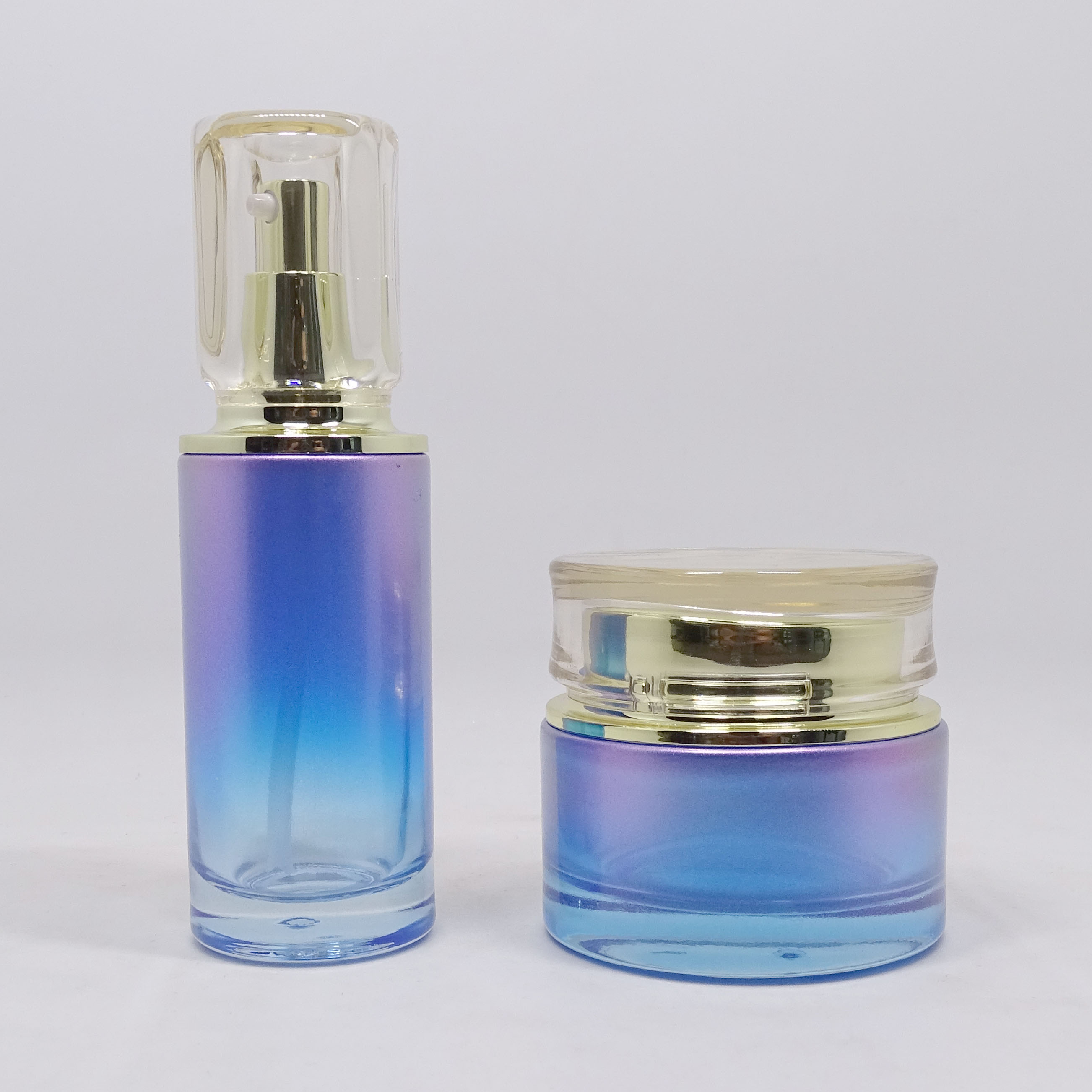 Luxury Customized gradient ramp Coloured Cosmetics Bottle and Cream Jar