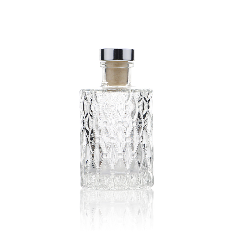 Luxury Cylinder Glass 150ml Essential Oil  Perfume Fragrance Reed Diffuser Bottles With Cork