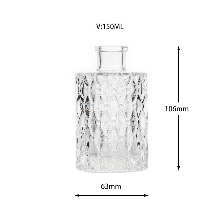 Luxury Cylinder Glass 150ml Essential Oil Perfume Fragrance Reed Diffuser Bottles With Cork
