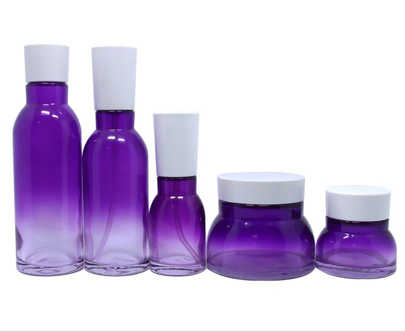 Luxury Design Customized Cosmetic Empty Lotion Bottles Glass And Cream Jars Set