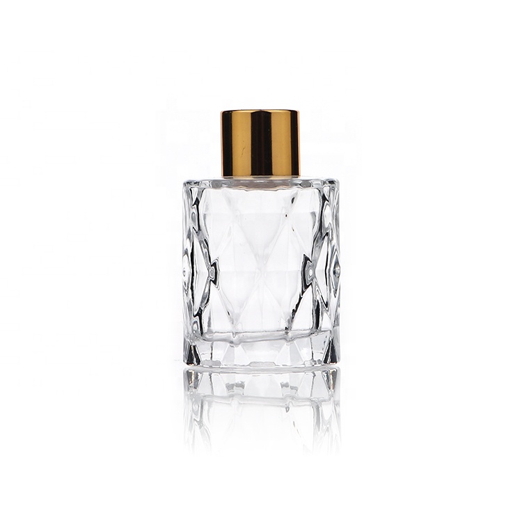 Luxury Diamond Clear Glass Empty 50 ml Reed Diffuser Bottle Decorative With Cap