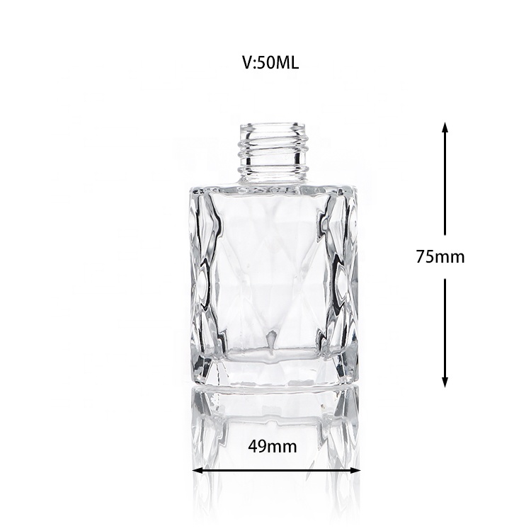 Luxury Diamond Clear Glass Empty 50 ml Reed Diffuser Bottle Decorative With Cap