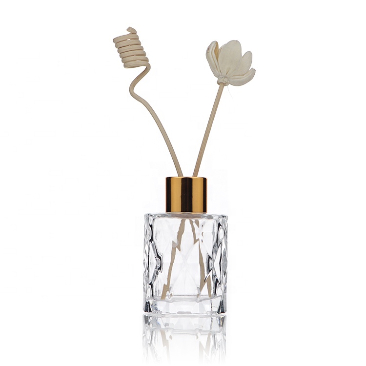 Luxury Diamond Clear Glass Empty 50 ml Reed Diffuser Bottle Decorative With Cap