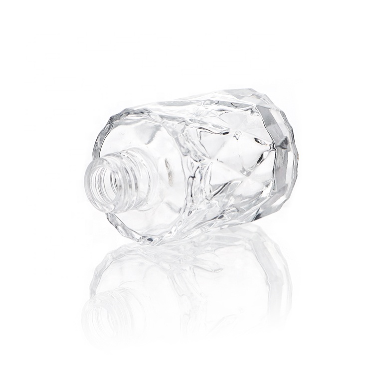 Luxury Diamond Clear Glass Empty 50 ml Reed Diffuser Bottle Decorative With Cap