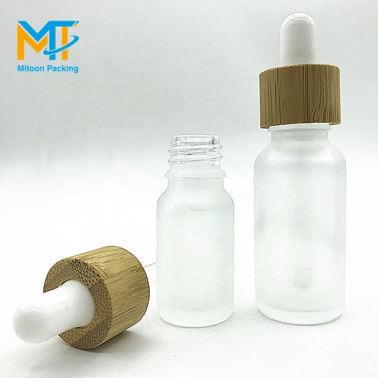 Luxury E liquid 5ml 10ml 15ml 20ml 30ml 50ml 100ml matte frosted white glass dropper bottle with bamboo lid