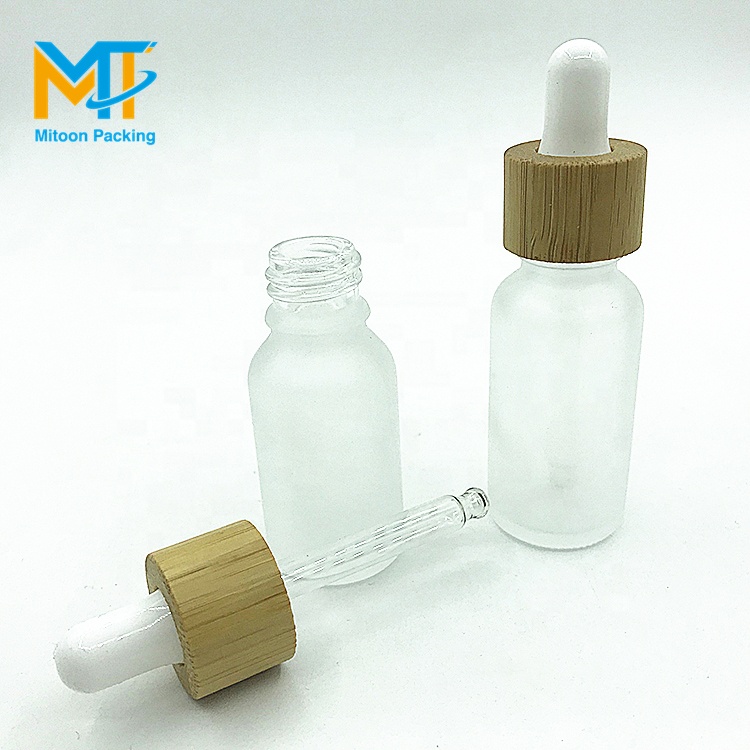 Luxury E liquid 5ml 10ml 15ml 20ml 30ml 50ml 100ml matte frosted white glass dropper bottle with bamboo lid