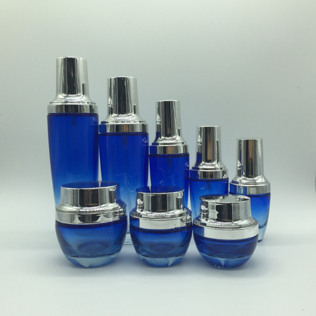 Luxury Eco-friendly 50g 120ml Cosmetic Packaging Set Skincare Cream/Lotion Glass Bottle With Press Pump