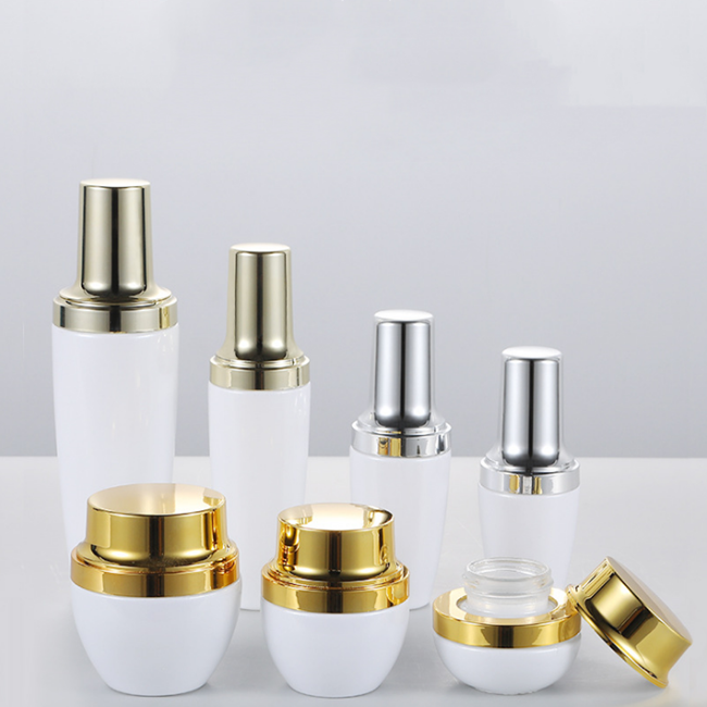 Luxury Eco-friendly 50g 120ml Cosmetic Packaging Set Skincare Cream/Lotion Glass Bottle With Press Pump