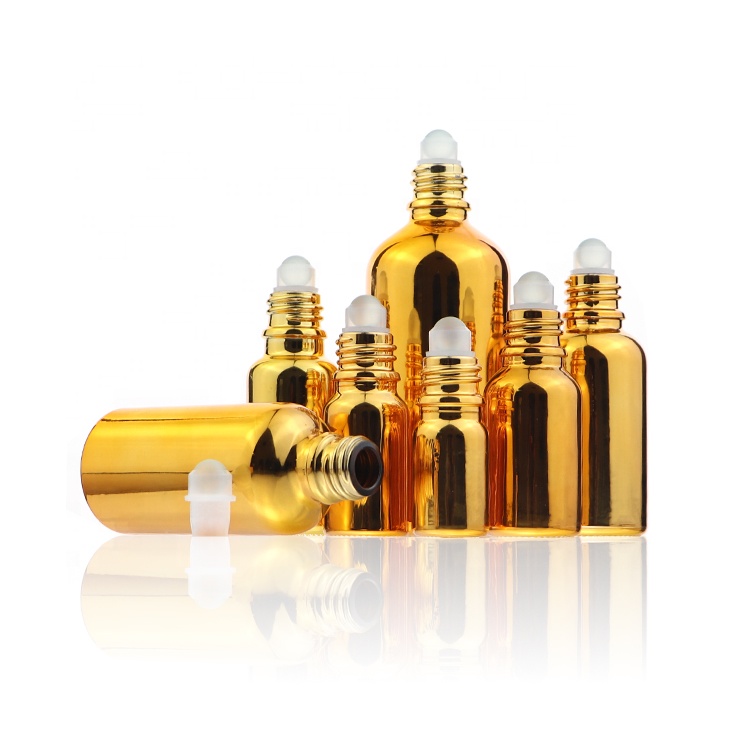 Luxury Electroplate Gold Glass 5ml 10ml 20ml 30ml Dropper Roller Arabic Essential Oil Bottle