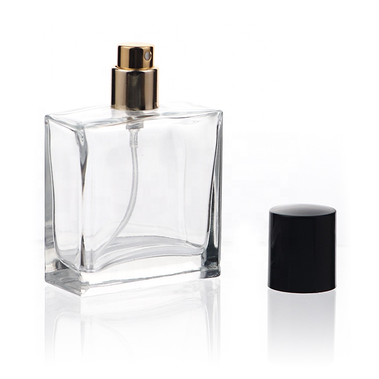 Luxury Empty 50 ml Square Perfume Glass Bottle Wholesale With Spray