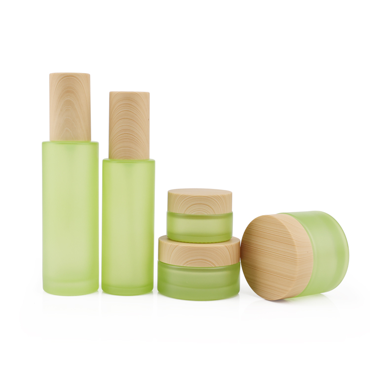 Luxury Empty 50g Glass Wooden Bamboo Cosmetic body Container 50 Ml 50ml 100g 100ml 1oz 4oz Green Packaging Wood Lid Cream Jar