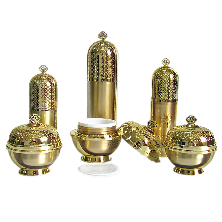 Luxury Empty Black Plastic Cream Jar and Pump Spray Bottle Set Cosmetic Packaging Container
