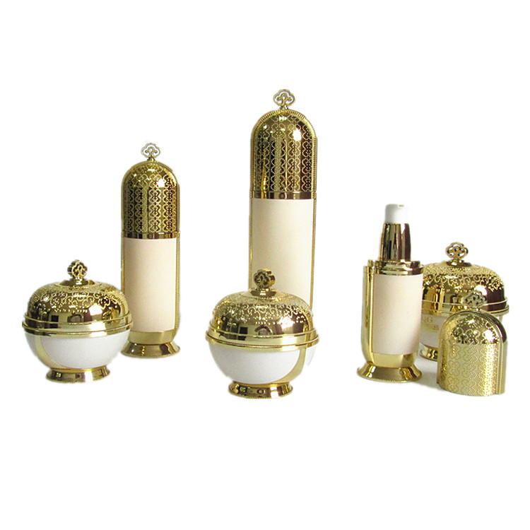 Luxury Empty Black Plastic Cream Jar and Pump Spray Bottle Set Cosmetic Packaging Container