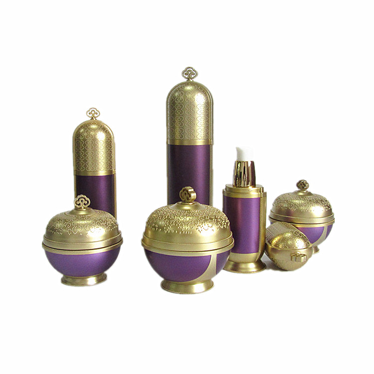 Luxury Empty Black Plastic Cream Jar and Pump Spray Bottle Set Cosmetic Packaging Container