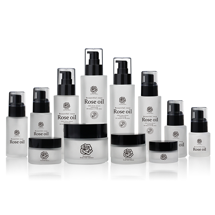 Luxury Empty Blue Glass Cream Jar and Pump Spray Bottle Set Cosmetic Packaging Container