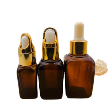 Luxury Empty Clear Glass Square Serum Essential Oil Dropper Bottle 30Ml 50Ml