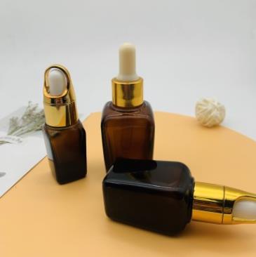 Luxury Empty Clear Glass Square Serum Essential Oil Dropper Bottle 30Ml 50Ml