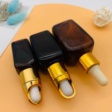 Luxury Empty Clear Glass Square Serum Essential Oil Dropper Bottle 30Ml 50Ml