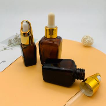 Luxury Empty Clear Glass Square Serum Essential Oil Dropper Bottle 30Ml 50Ml