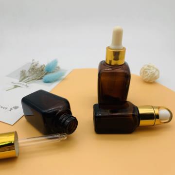 Luxury Empty Clear Glass Square Serum Essential Oil Dropper Bottle 30Ml 50Ml
