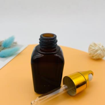 Luxury Empty Clear Glass Square Serum Essential Oil Dropper Bottle 30Ml 50Ml