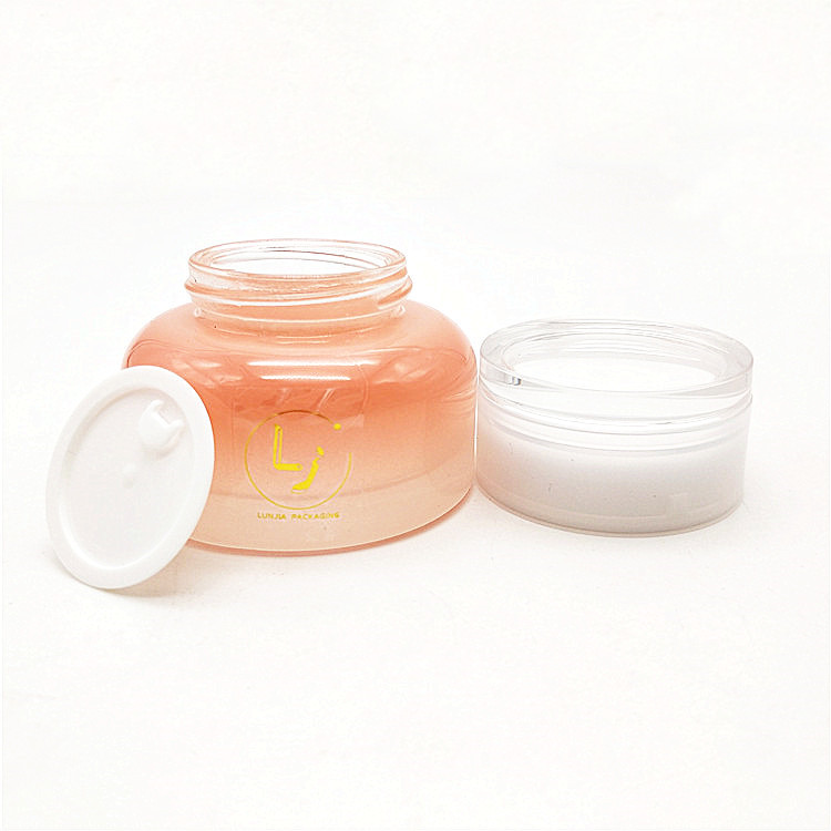 Luxury Empty Cosmetics Packaging Lotion Containers 15g 30g Body Face Orange Glass Cream Jars