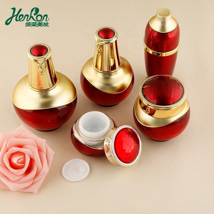 Luxury Empty Cream Red gold Face wide mouth Cosmetic Packaging Jar Bottle