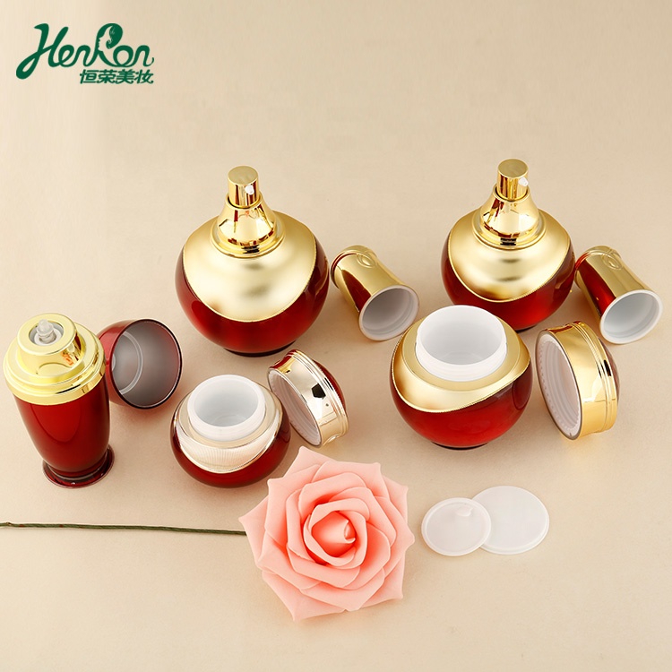 Luxury Empty Cream Red gold Face wide mouth Cosmetic Packaging Jar Bottle