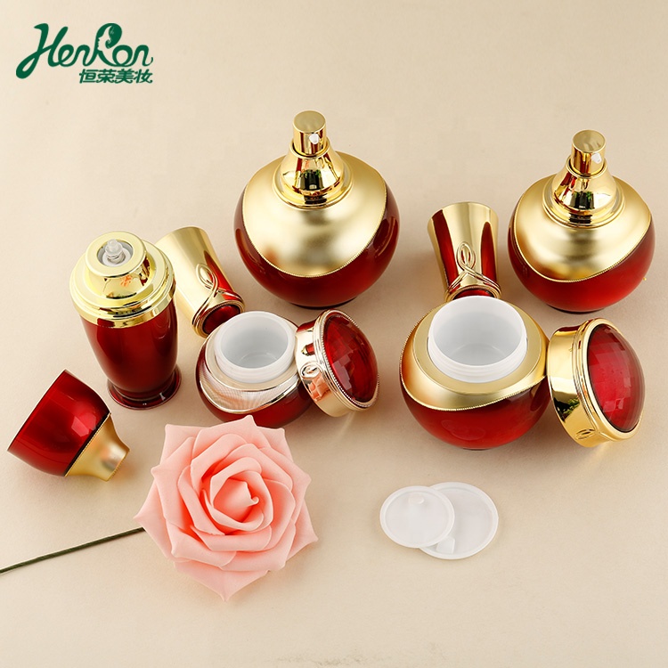 Luxury Empty Cream Red gold Face wide mouth Cosmetic Packaging Jar Bottle