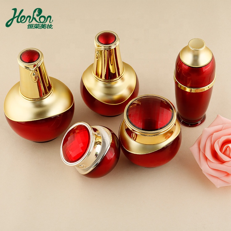 Luxury Empty Cream Red gold Face wide mouth Cosmetic Packaging Jar Bottle