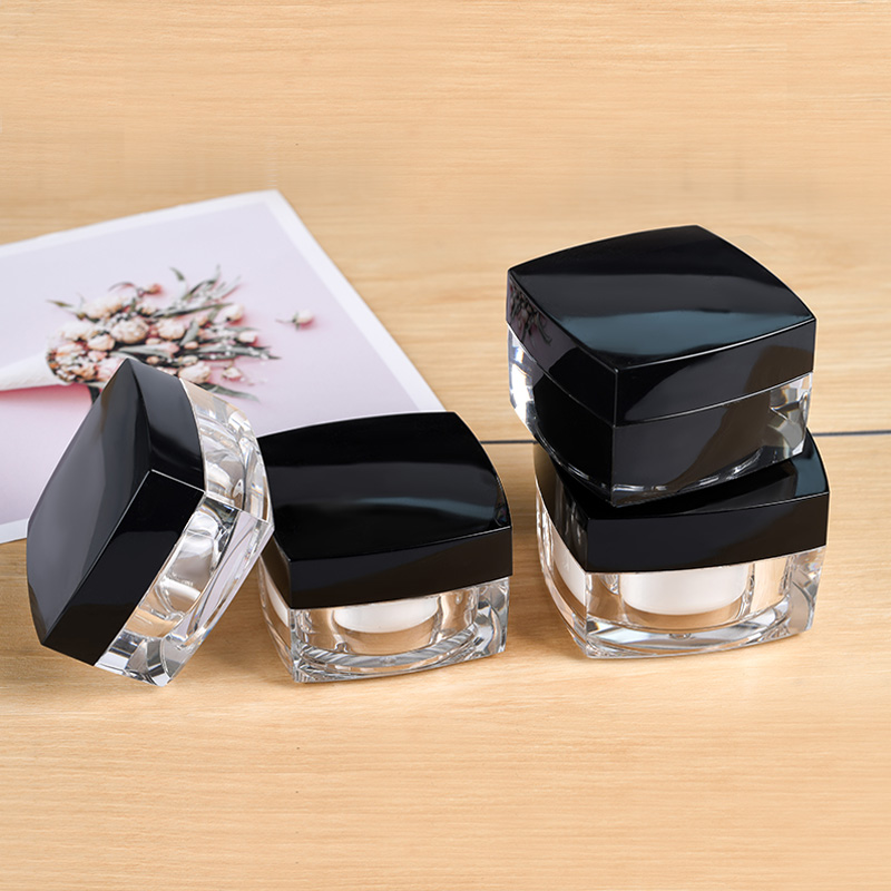 Luxury Empty Double Wall 5g 10g 15g 20g 30g 50g Square Skin Care Cream Container Plastic Cosmetic Acrylic Jar With Lid