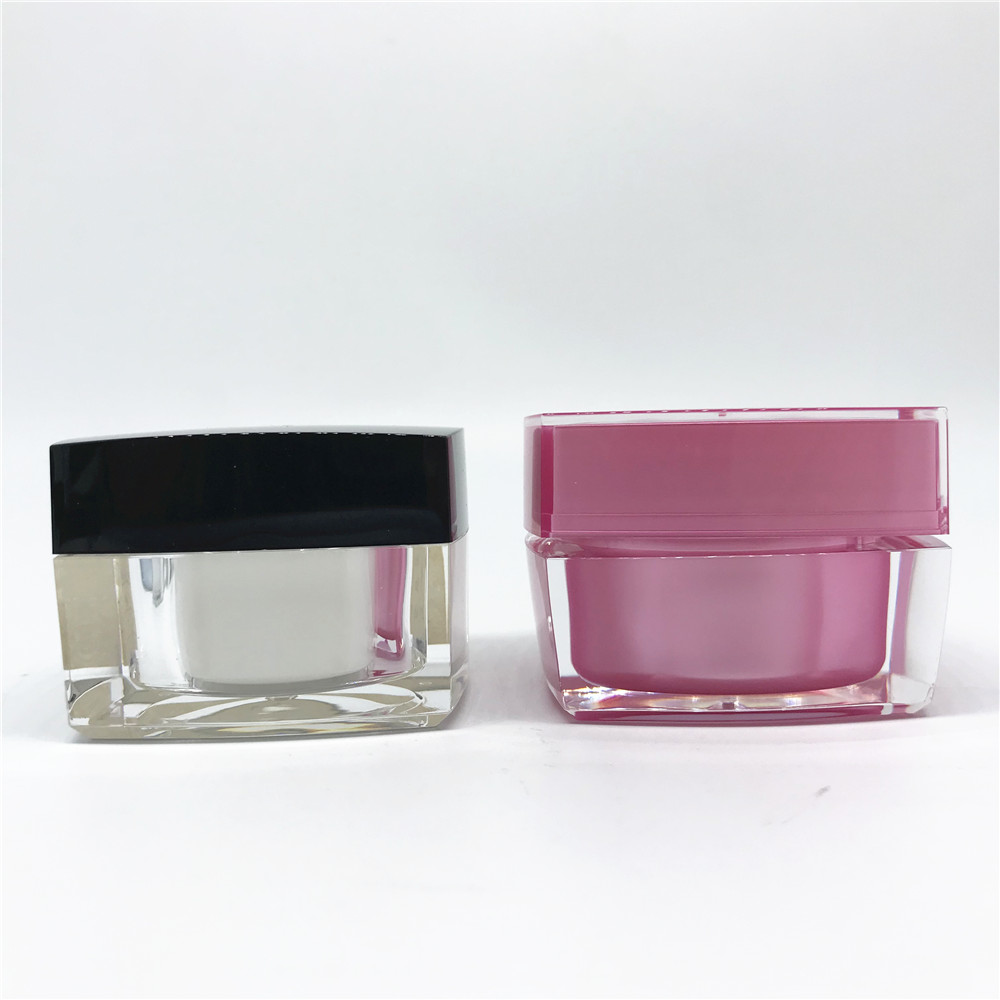 Luxury Empty Frosted Square Acrylic Cosmetic Jar 1oz 0.5oz Mockup Pot