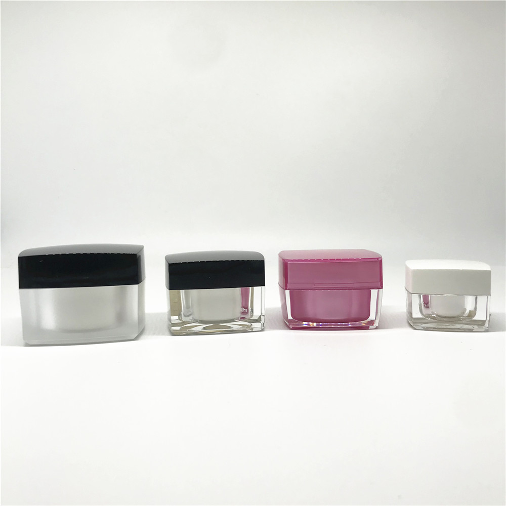 Luxury Empty Frosted Square Acrylic Cosmetic Jar 1oz 0.5oz Mockup Pot