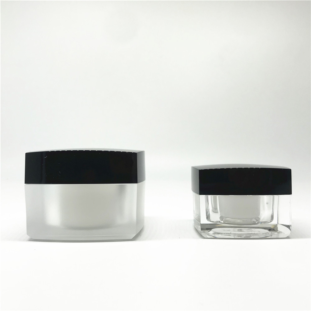 Luxury Empty Frosted Square Acrylic Cosmetic Jar 1oz 0.5oz Mockup Pot