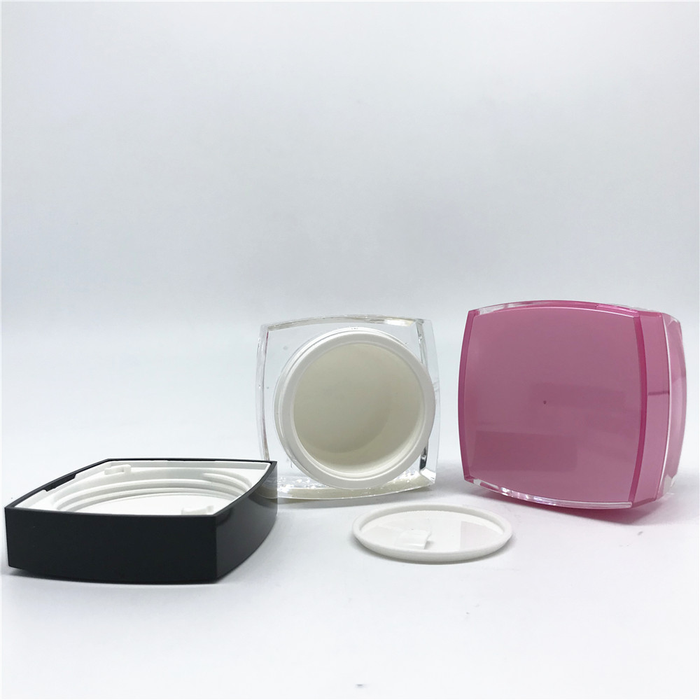 Luxury Empty Frosted Square Acrylic Cosmetic Jar 1oz 0.5oz Mockup Pot
