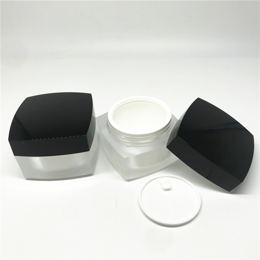 Luxury Empty Frosted Square Acrylic Cosmetic Jar 1oz 0.5oz Mockup Pot