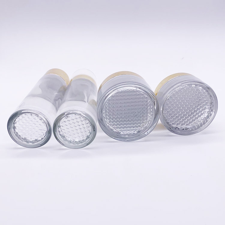 Luxury Empty Glass Cream Jar and Pump Spray Bottle Set Cosmetic Packaging Container with Gold or Silver lid