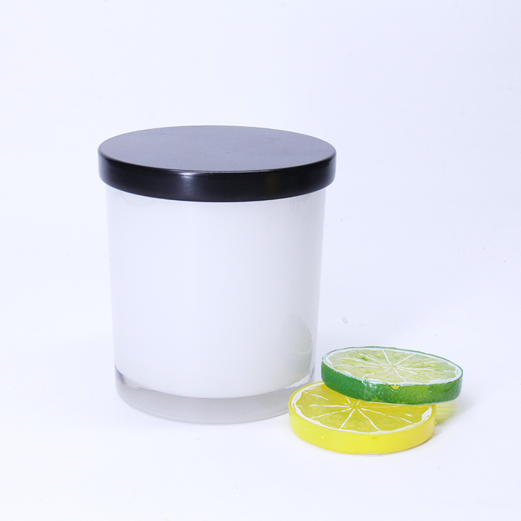 Luxury Empty Matte Black White Frosted Empty Glass Candle Jars With Wooden lids for Candle Making