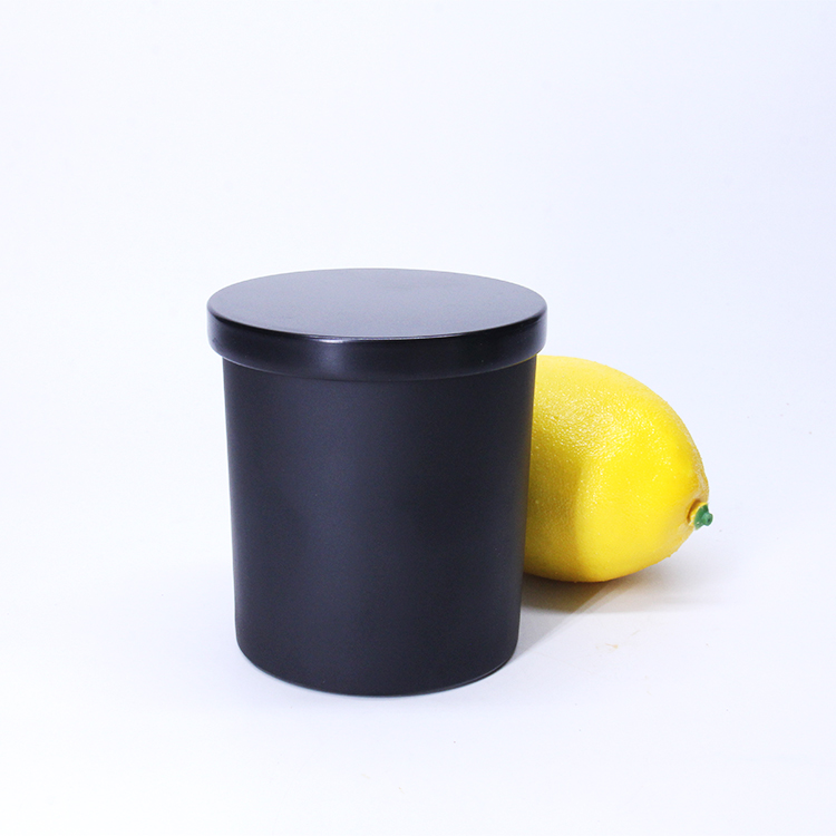 Luxury Empty Matte Black White Frosted Empty Glass Candle Jars With Wooden lids for Candle Making