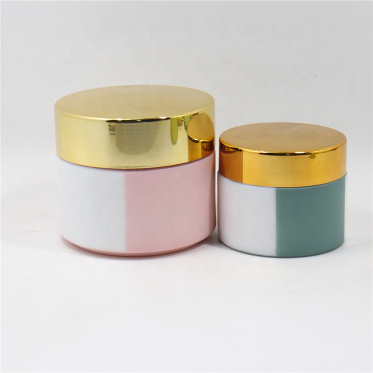 Luxury Empty Opal White Glass Cosmetic Cream Jar 50ml With Gold Lid For Skin Care Cream