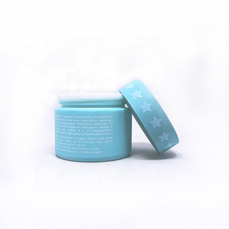Luxury Empty Opal White Glass Cosmetic Cream Jar 50ml With Green Colored ABS Lid