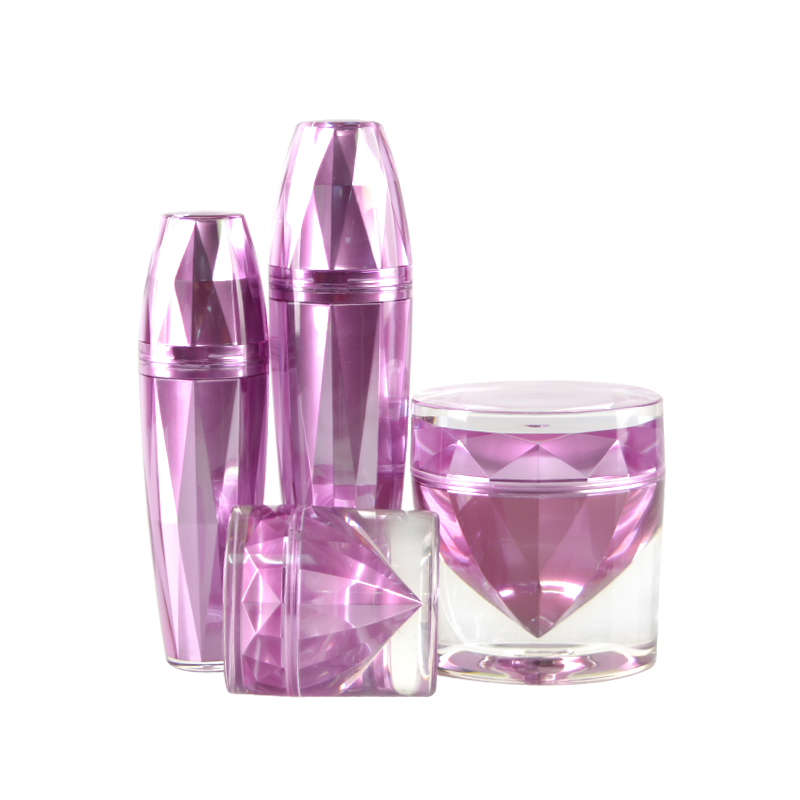Luxury Empty Purple Acrylic Cream Cosmetic Jar Container Mist Lotion Pump Bottle for Skin Care Packaging