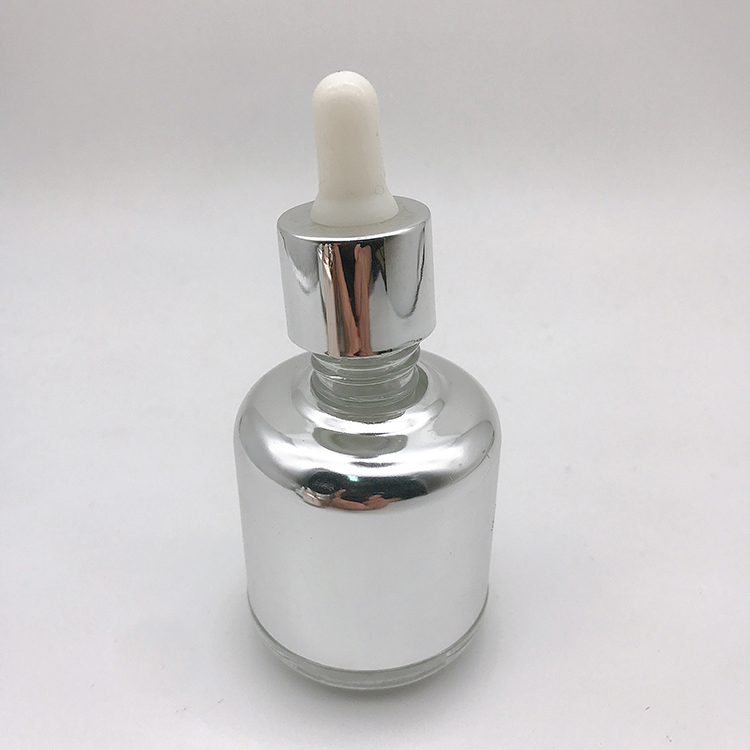 Luxury Empty Silver Glass Serum Essential Oil Dropper Bottle 30Ml 50Ml