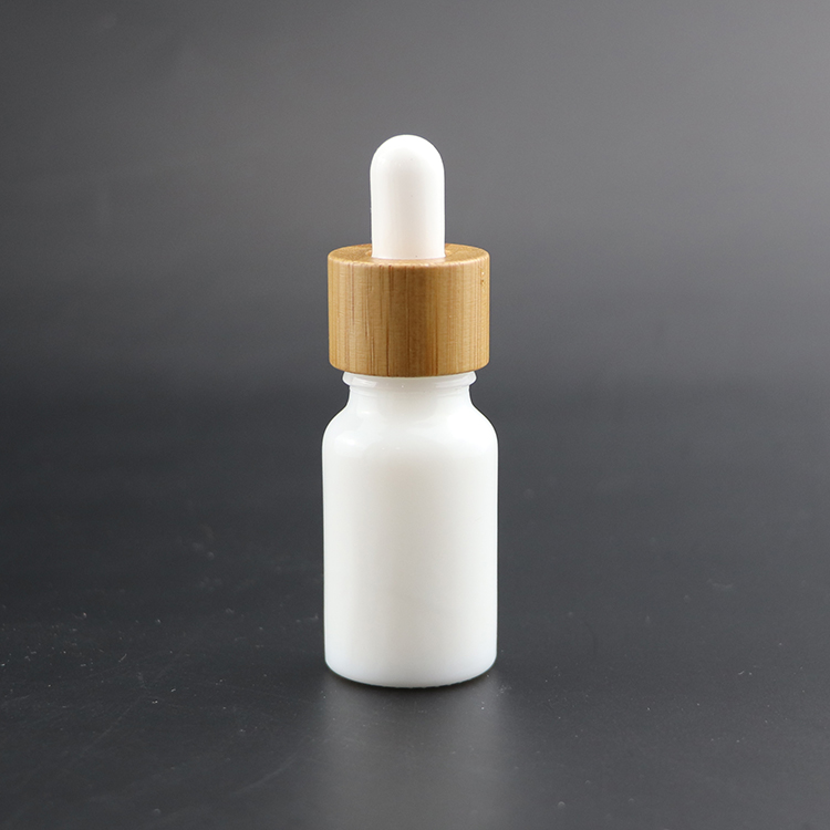 Luxury Essential oil opal white porcelain glass dropper bottle with bamboo screw cap 10ml 15ml 20ml 30ml 50ml 100ml