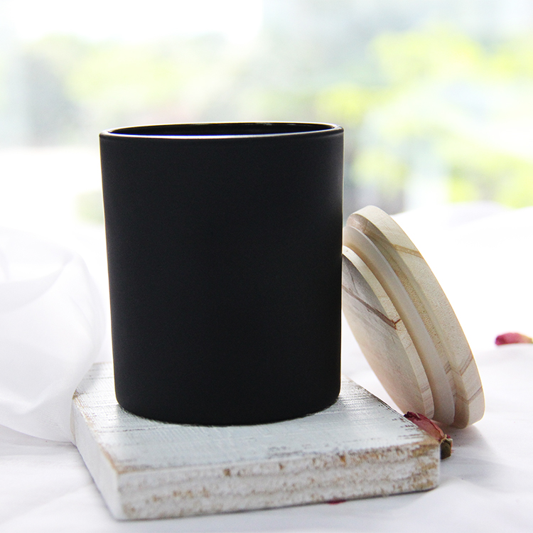 Luxury Fancy Design Custom Logo Colored Decorative Glass Candle Jar With Wood Lid